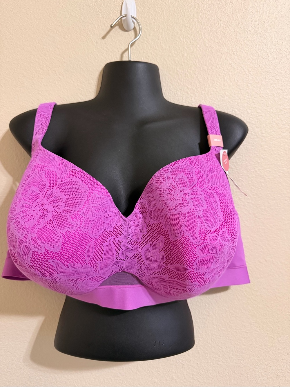Cacique Floral Lace Wireless Bra in Bright Pink